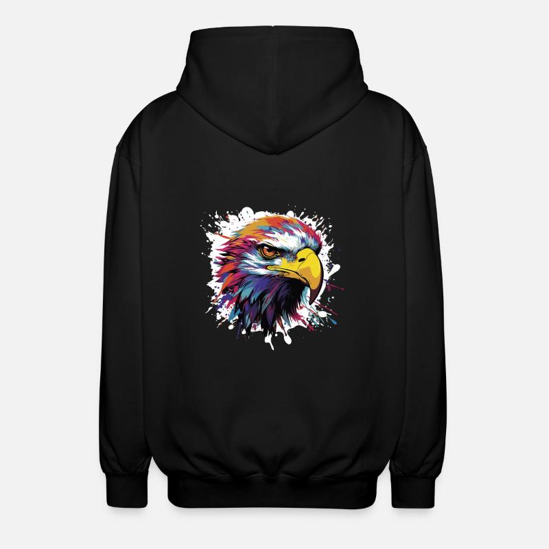 Eagle Animal Pop Art Head - Unisex Hooded Jacket - black