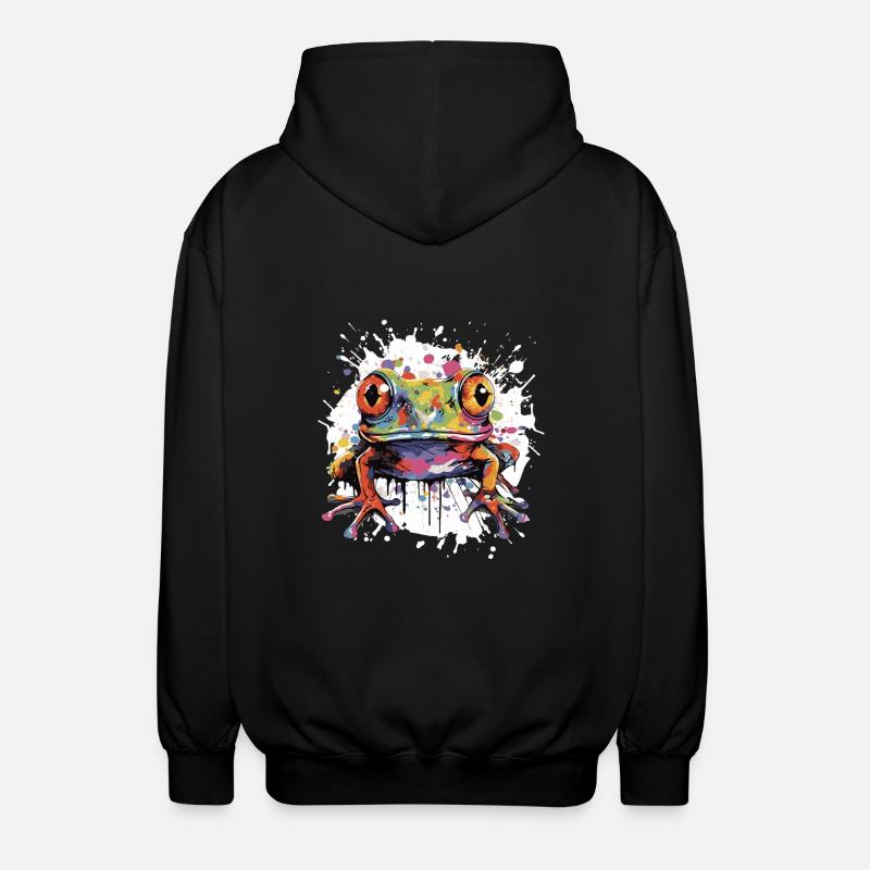 Frosch Tier Pop Art Tier - Unisex Kapuzenjacke - Schwarz