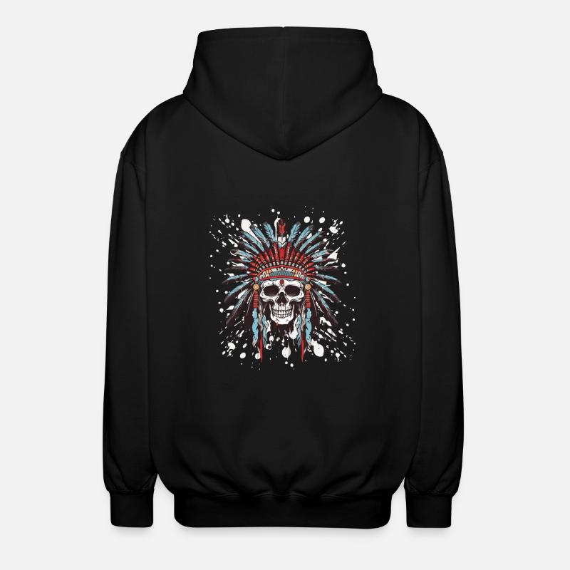 Apache Skull Indian - Unisex Hooded Jacket - black