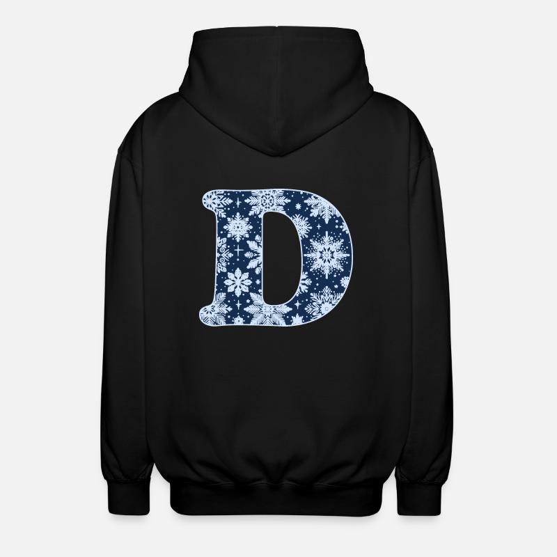 Buchstabe D Schneeflocken - Unisex Kapuzenjacke - Schwarz