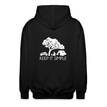 Keep it Simple Geschenk Motorradfahrer Zelt Natur - Unisex Kapuzenjacke - Schwarz - Hinten - AI Model Male 185 light (185cm)