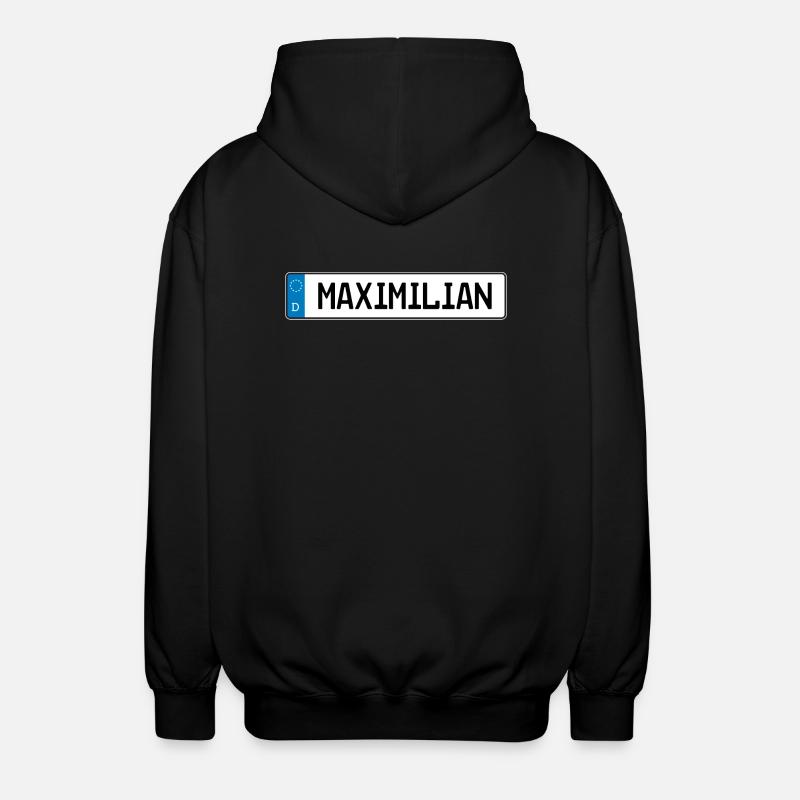 Modifica del regalo Maximilian Nome - Felpa unisex con cappuccio - nero