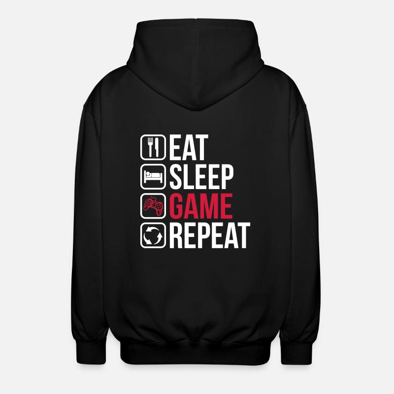 Eat Sleep Game Repeat - Unisex Hooded Jacket - black