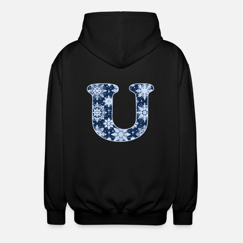 Lettre U Flocons de neige - Veste à capuche unisexe - noir