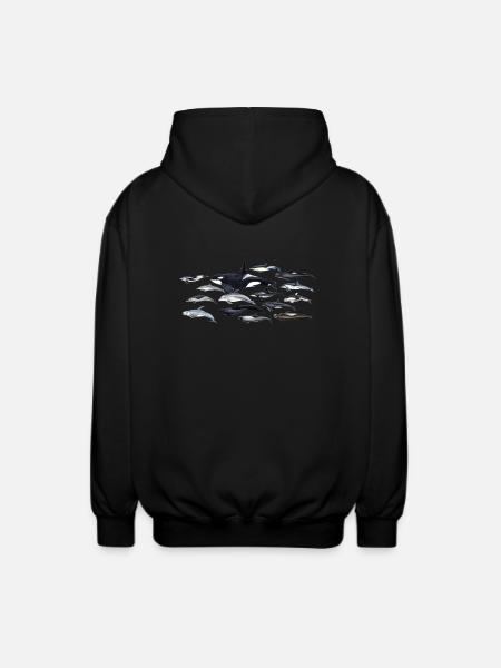 Dolphins - Dolphins - Dauphins - Delphinidae - Unisex Hooded Jacket - black