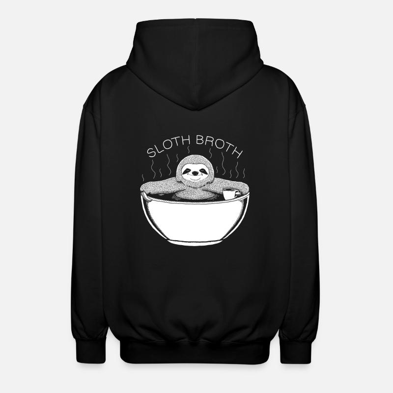 Sloth Broth White - Unisex Hooded Jacket - black