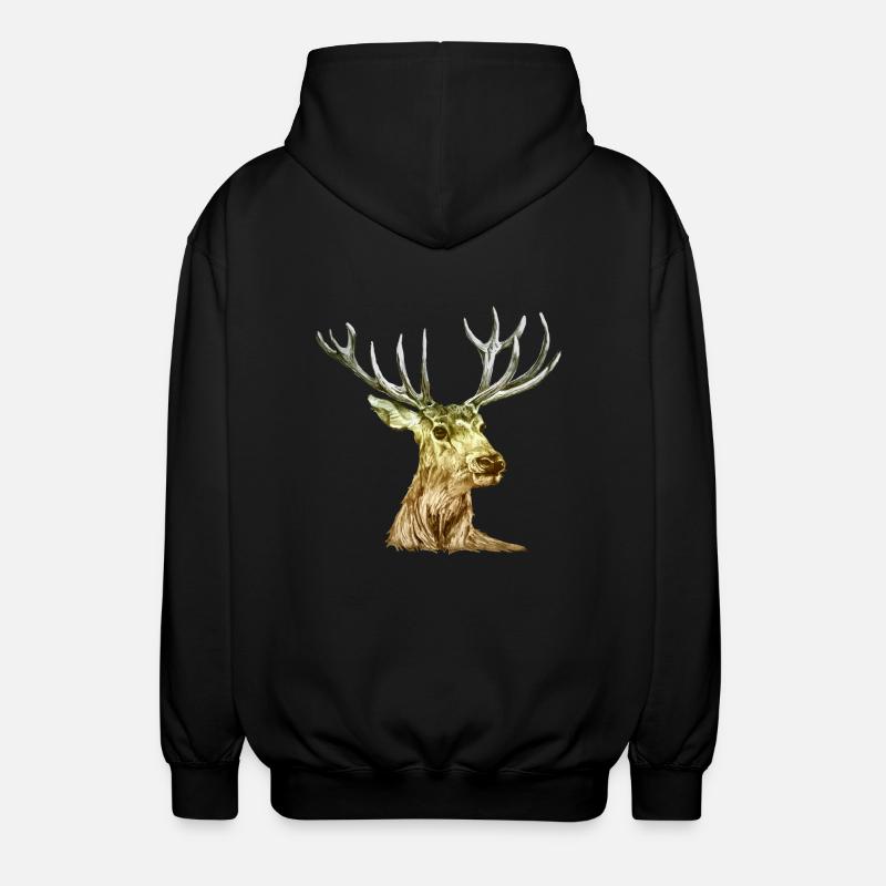 Hirsch - Unisex Kapuzenjacke - Schwarz