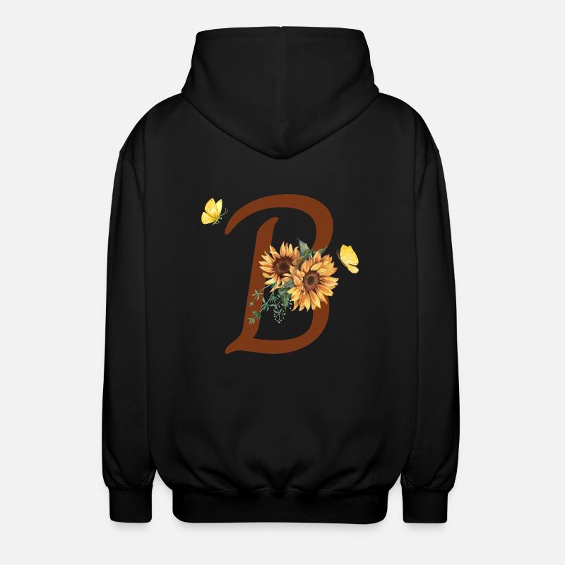 Lettre b tournesol papillon - Veste à capuche unisexe - noir