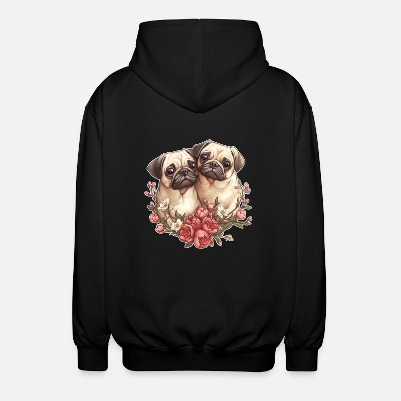 Couple de carlins mignons - Veste à capuche unisexe - noir