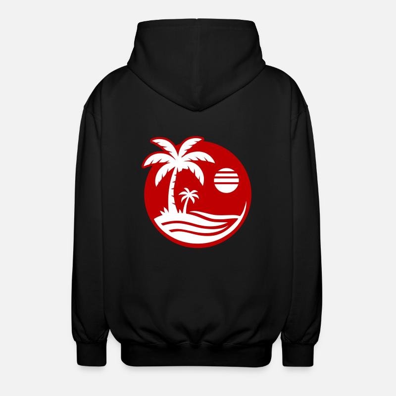 Plage Palmier Océan Icône - Veste à capuche unisexe - noir