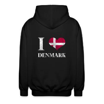 Dänemark Flagge Geschenk dänische Fahne Däne - Unisex Kapuzenjacke - Schwarz - Hinten - AI Model Male 185 light (185cm)