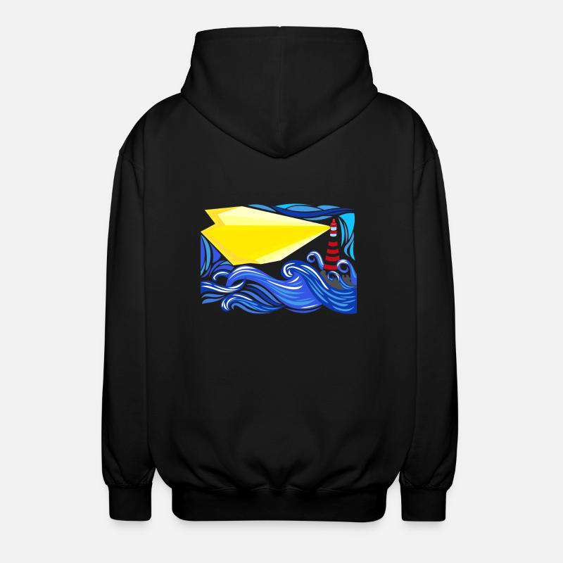 stormy sea with lighthouse - Unisex Hooded Jacket - black