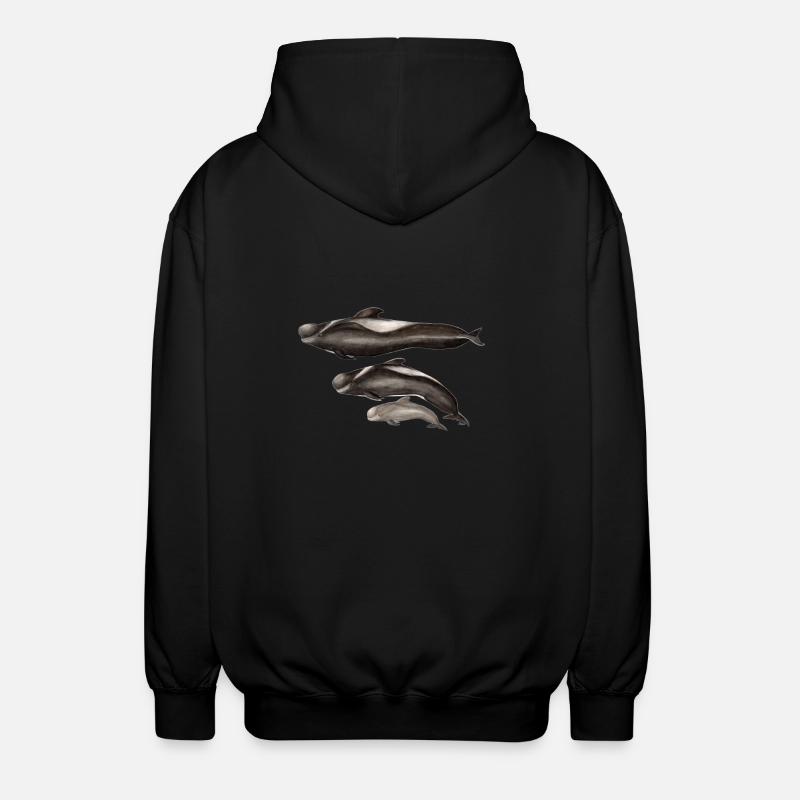 Grindwal - gerippte - globicéphale - Unisex Kapuzenjacke - Schwarz