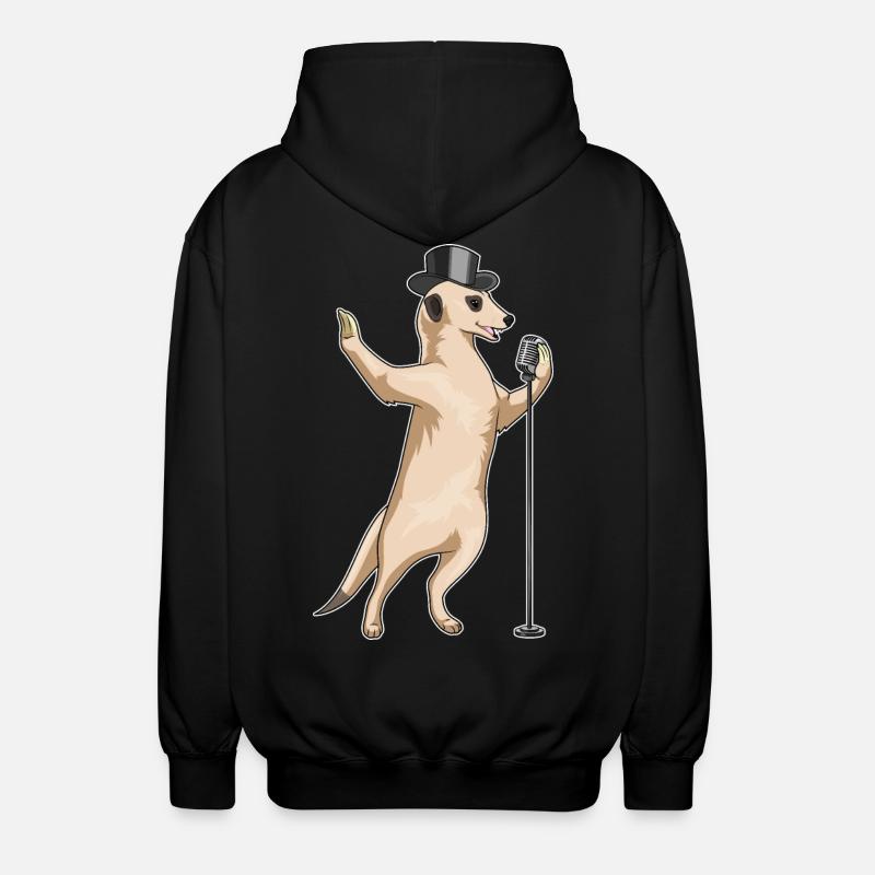 Meerkat Singer Microphone Music - Unisex Hooded Jacket - black