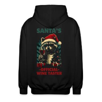Raccoon Christmas Wine Funny Saying - Unisex Hooded Jacket - black - Back - AI Model Male 185 light (185cm)