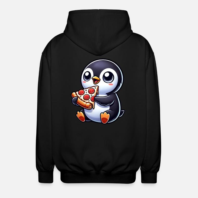Mignon pingouin pizza dessin animé - Veste à capuche unisexe - noir