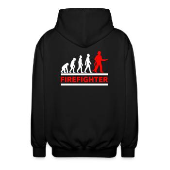 Evolution Feuerwehrmann Held Cooles Geschenk - Unisex Kapuzenjacke - Schwarz - Hinten - AI Model Male 185 light (185cm)