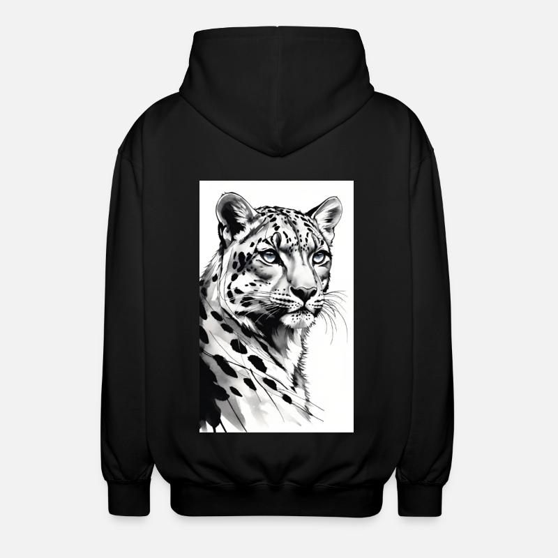 Schneeleopard | Leopard | Raubtier - Unisex Kapuzenjacke - Schwarz