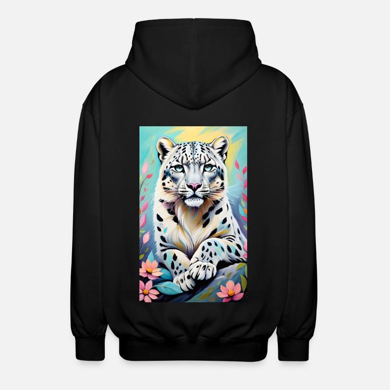 Snow Leopard | Leopard | Predator - Unisex Hooded Jacket - black