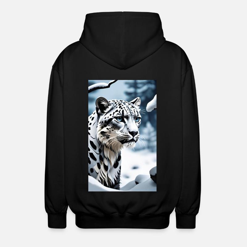 Schneeleopard | Leopard | Raubtier - Unisex Kapuzenjacke - Schwarz
