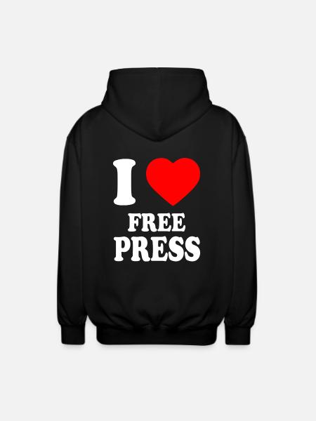 i love free press - Unisex Hooded Jacket - black
