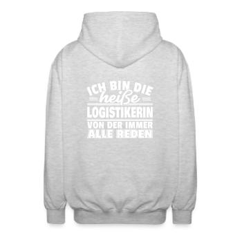 Heiße Logistikerin - Unisex Kapuzenjacke - Hellgrau meliert - Hinten - AI Model Male 185 light (185cm)