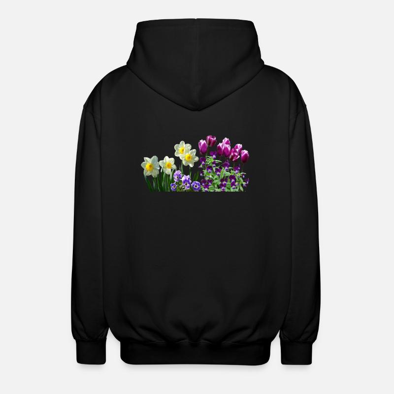 daffodils daffodils tulips tulips stiefmuetterchen - Unisex Hooded Jacket - black