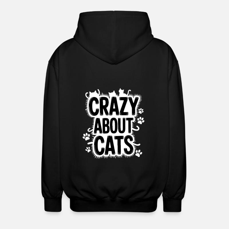 Crazy About Cats Katzen - Unisex Hooded Jacket - black