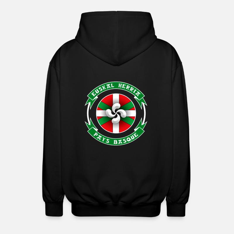 Pays Basque - Euskal Herria - Veste à capuche unisexe - noir