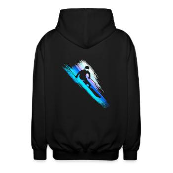 Skifahrer - Downhill - Speed - Blau - Unisex Kapuzenjacke - Schwarz - Hinten - AI Model Male 185 light (185cm)