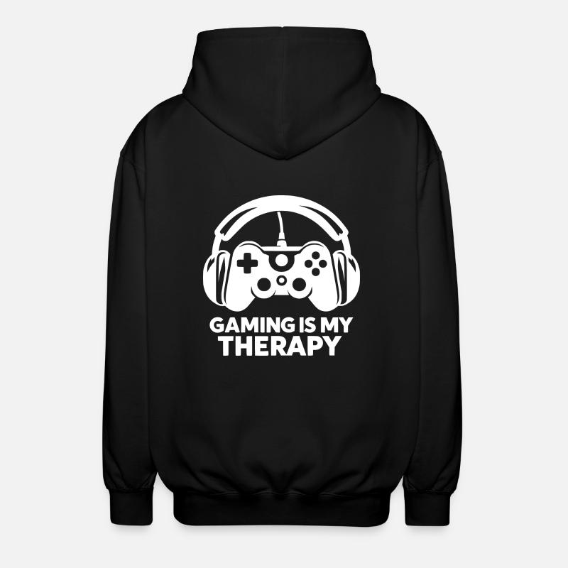 Gaming is My Therapy - Unisex Hooded Jacket - black