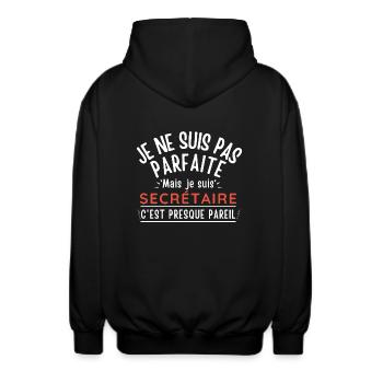 Ich bin nicht perfekt, aber ich bin eine SEKRETÄRIN - Unisex Kapuzenjacke - Schwarz - Hinten - AI Model Male 185 light (185cm)