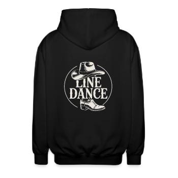 Line Dance Gruppe Training mein Tanzsport - Unisex Kapuzenjacke - Schwarz - Hinten - AI Model Male 185 light (185cm)