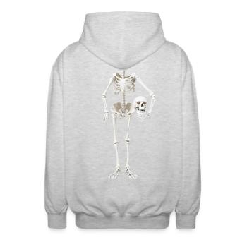 Costume de squelette drôle Halloween carnaval sans tête - Veste à capuche unisexe - gris clair chiné - Dos - AI Model Male 185 light (185cm)