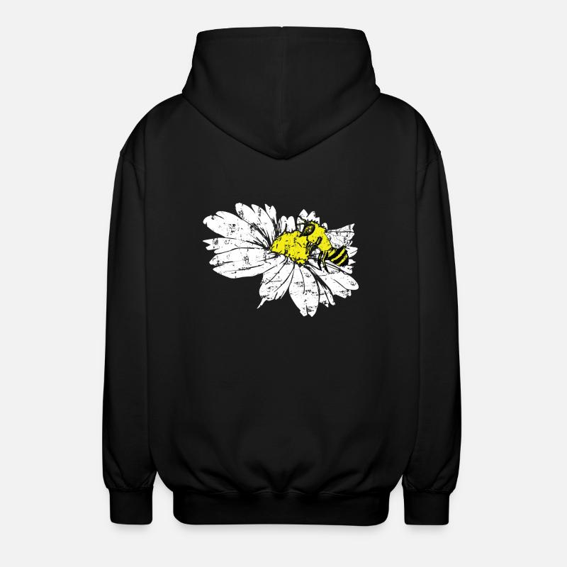Bee flower pollination beekeeper - Unisex Hooded Jacket - black