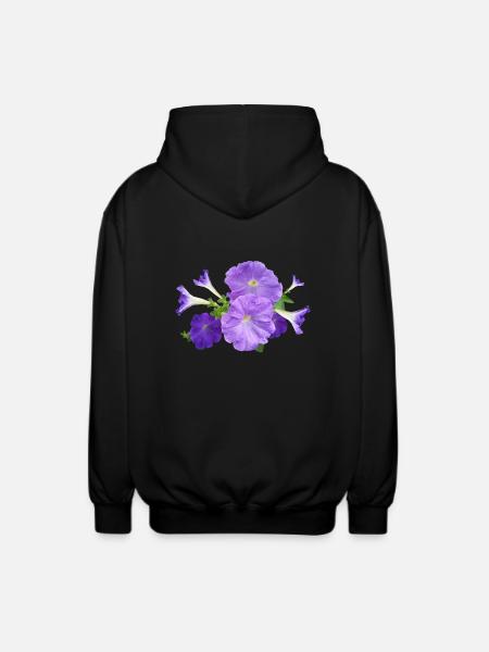 petunia petunia kwiaty kwiaty ogrodowe - Rozpinana bluza z kapturem unisex - czarny