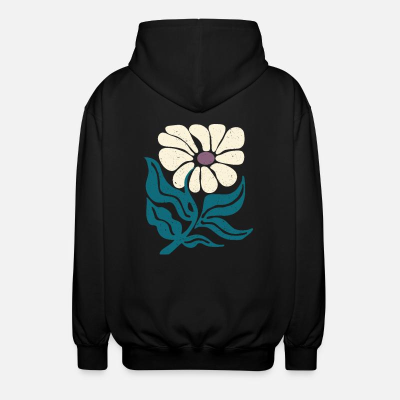 Retro-Blume - Unisex Kapuzenjacke - Schwarz