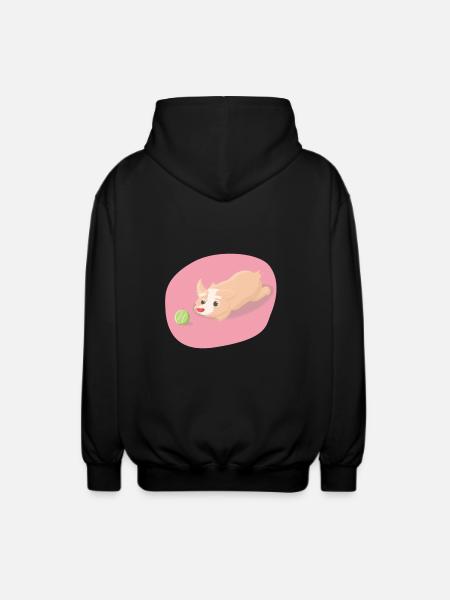 Dog with play ball - Unisex Hooded Jacket - black