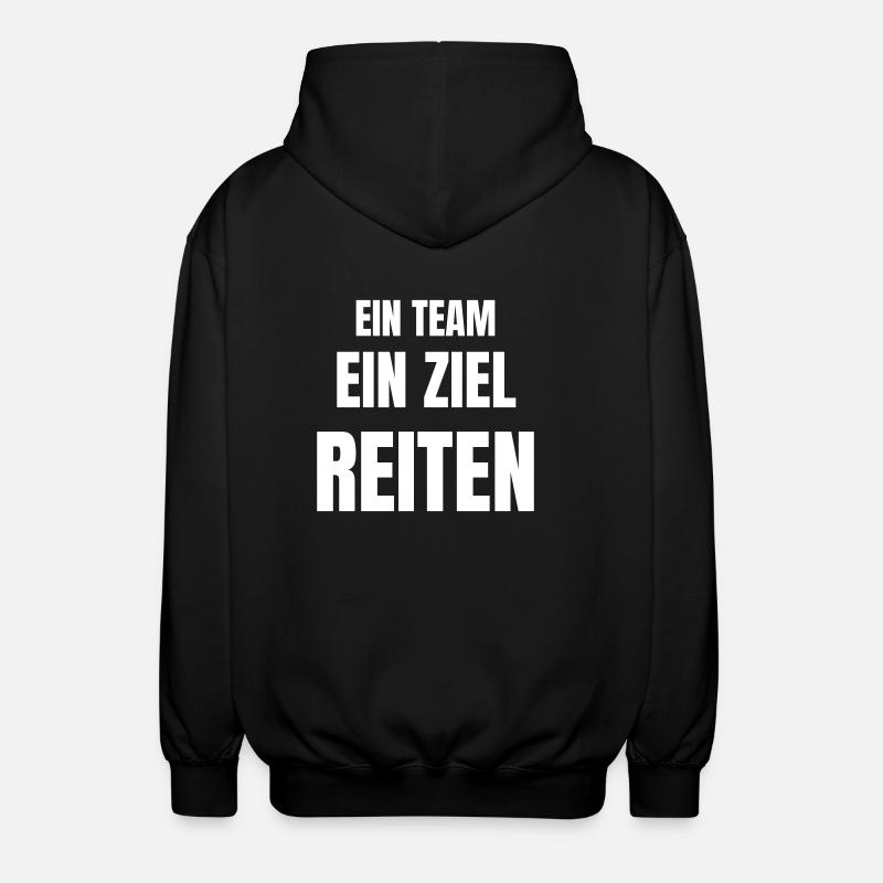 Ein Team, ein Ziel, Reiten. - Unisex Kapuzenjacke - Schwarz