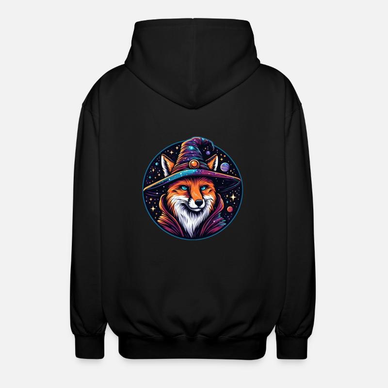 Fantasy Fox - Celestial Wizard - Unisex Hooded Jacket - black