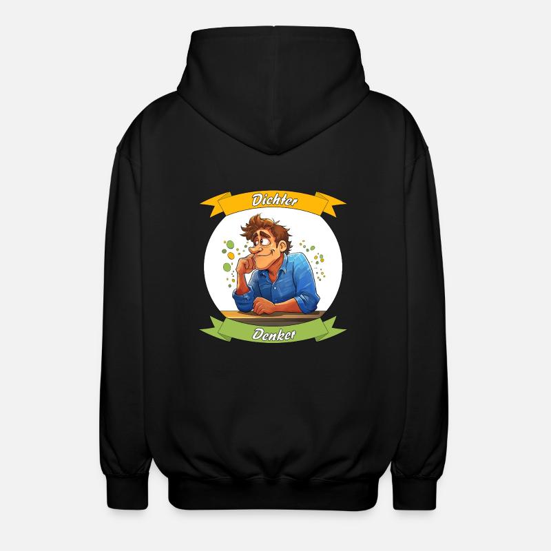 Dichter Denker - Unisex Kapuzenjacke - Schwarz