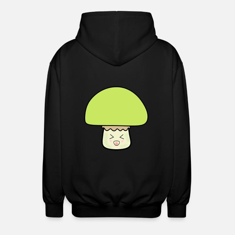 Champignon vert mignon avec visage - Veste à capuche unisexe - noir