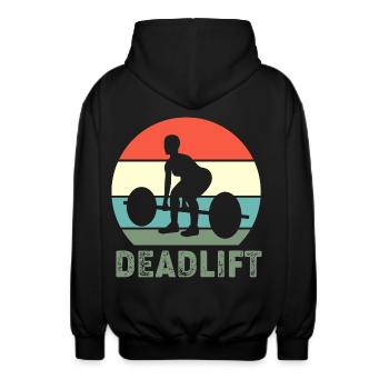 Deadlift Gym Fitness Workout Dumbbell Bodybuilder - Unisex Hooded Jacket - black - Back - AI Model Male 185 light (185cm)