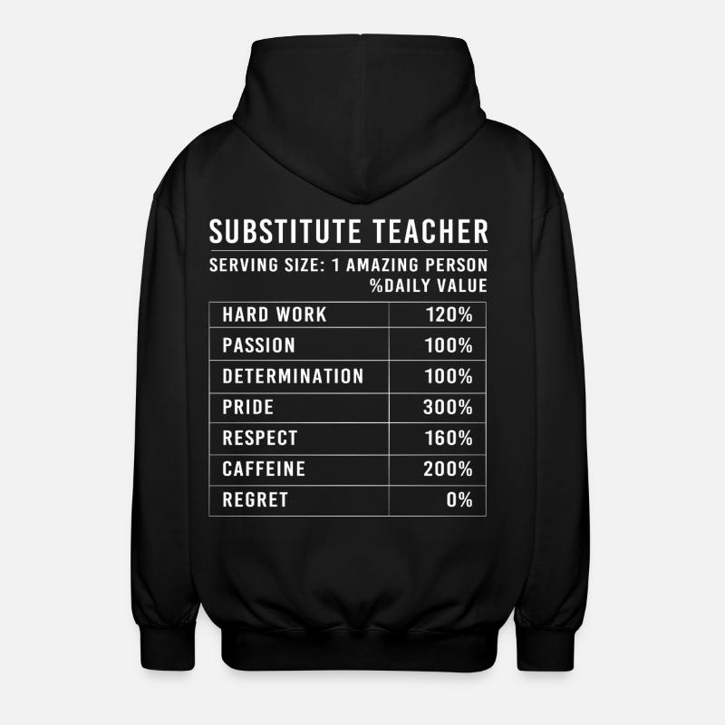 Enseignant suppléant Enseignant suppléant - Veste à capuche unisexe - noir