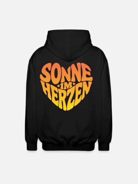 Sonne im Herzen - Unisex Kapuzenjacke - Schwarz