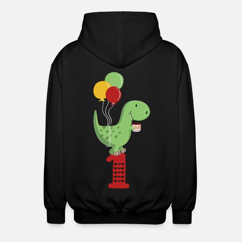 First Birthday Boy T Rex Dinosaur - Unisex Hooded Jacket - black