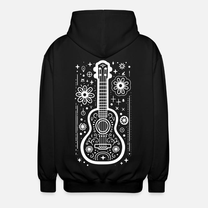 Ukulele Zeichnung - Unisex Kapuzenjacke - Schwarz
