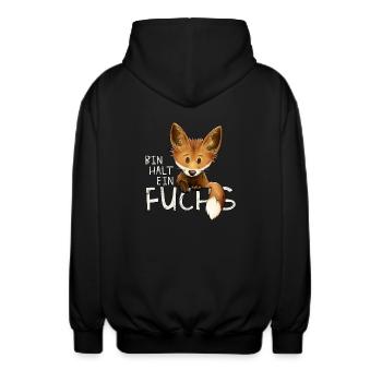 Bin halt ein Fuchs verwegen lustiges Statement - Unisex Kapuzenjacke - Schwarz - Hinten - AI Model Male 185 light (185cm)