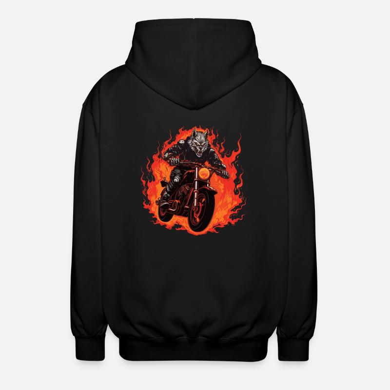 Moto Motard Wolf Flame - Veste à capuche unisexe - noir