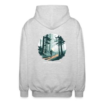 La marche nordique est ma thérapie – Running Forest Nature - Veste à capuche unisexe - gris clair chiné - Dos - AI Model Male 185 light (185cm)